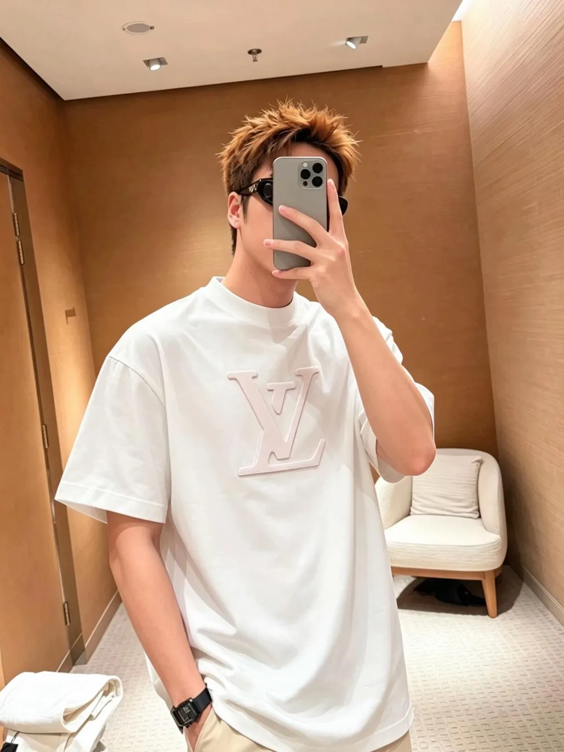 Louis Vuitton/Louis Vuitton laser cut logo short sleeves